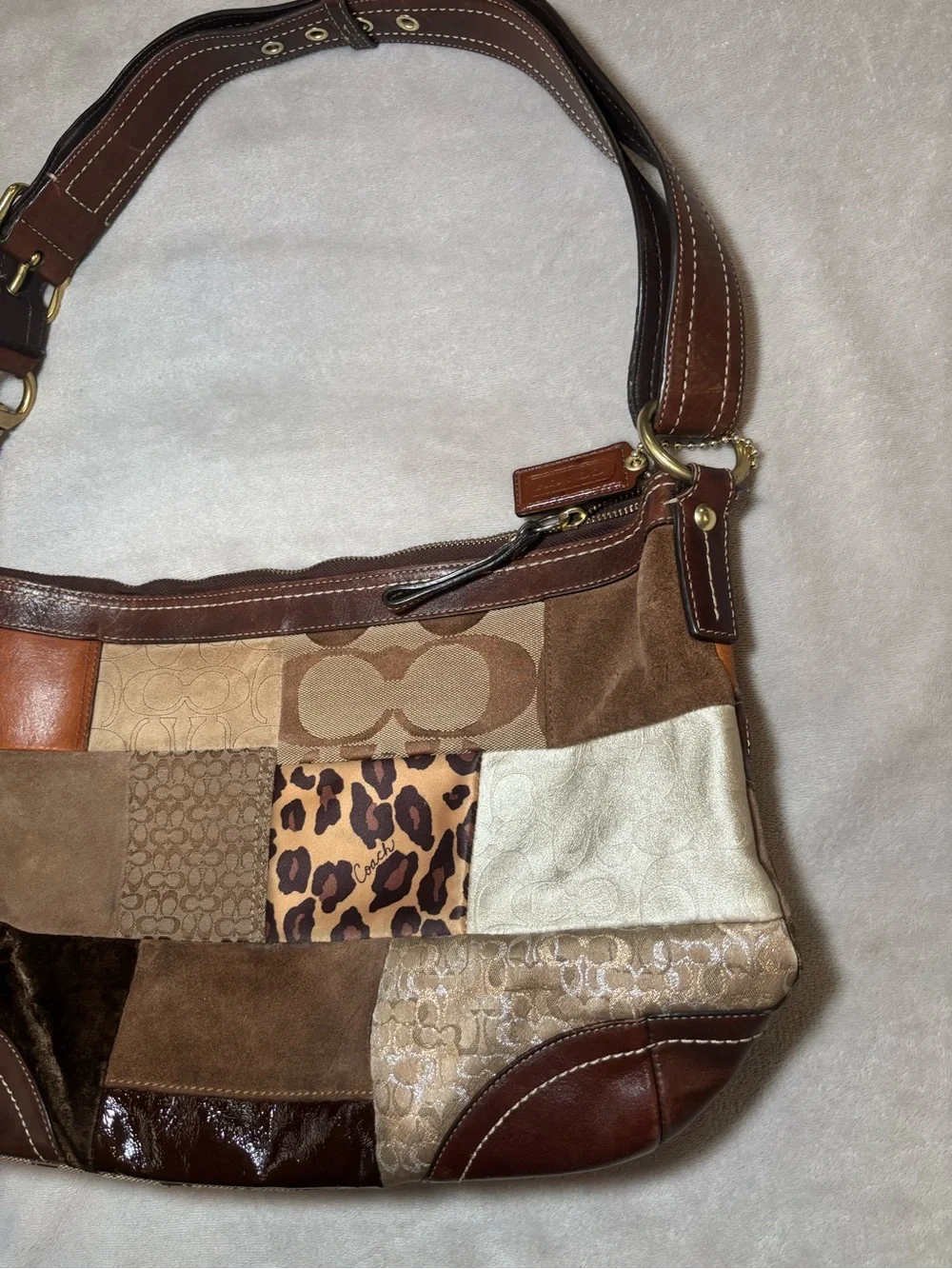 Vintage Coach Patchwork Large Shoulder Bag